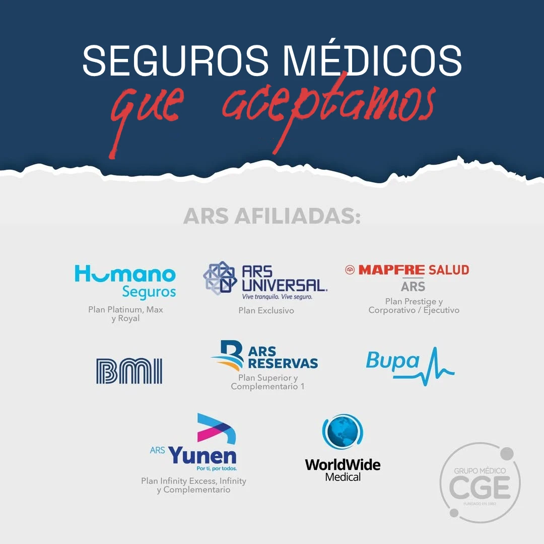 Seguro médico que aceptamos @ CGE Grupo Médico, Santo Domingo, República Dominicana