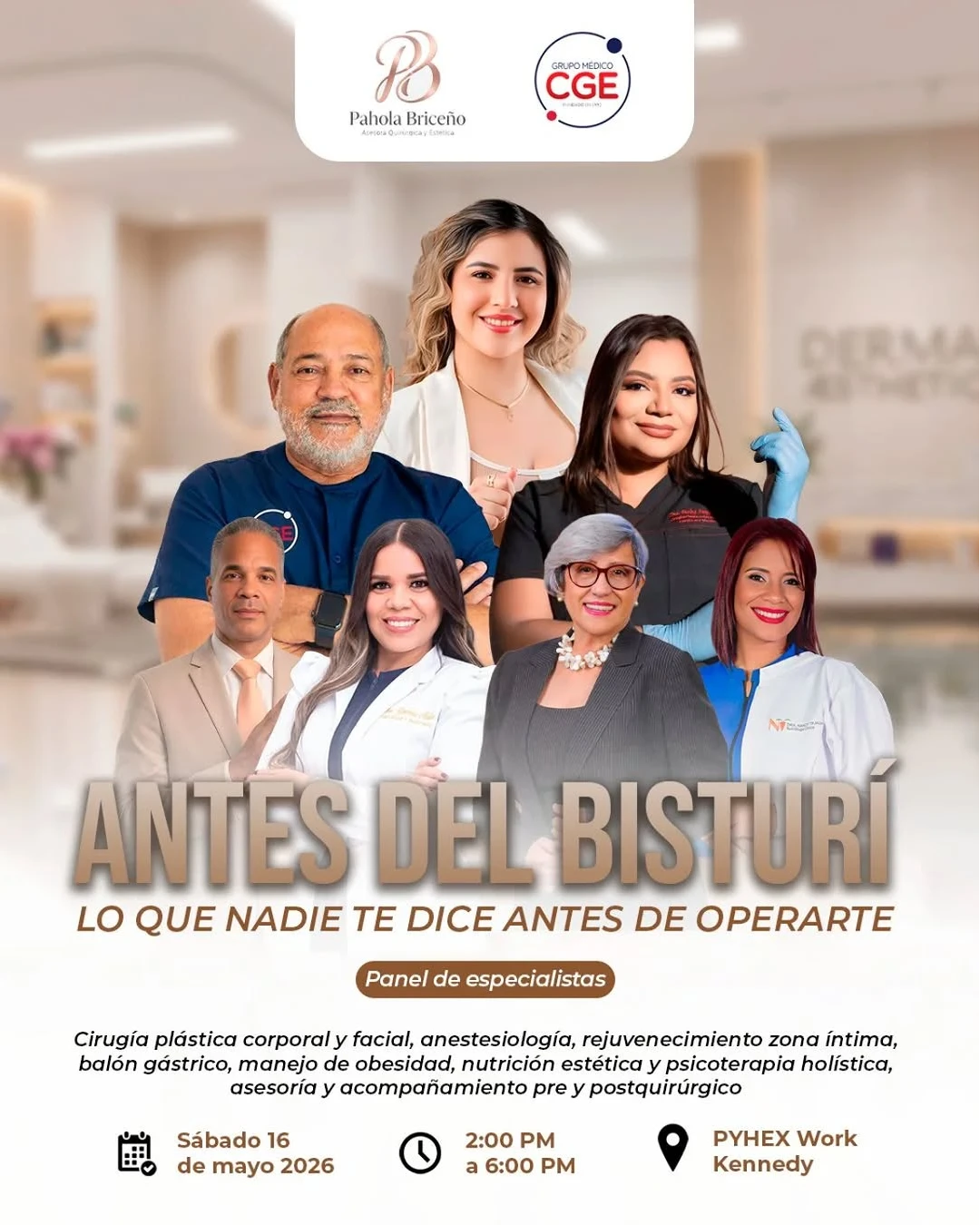 Evento - Antes del bisturí, lo que nadie te dice antes de operarte @ CGE Grupo Medico - Centro Médico Integral, Santo Domingo, República Dominicana